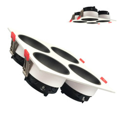 Aro basculante cuádruple GU10 MR16 Exterior Blanco