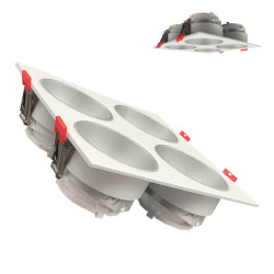 Aro basculante cuádruple GU10 MR16 Exterior Blanco