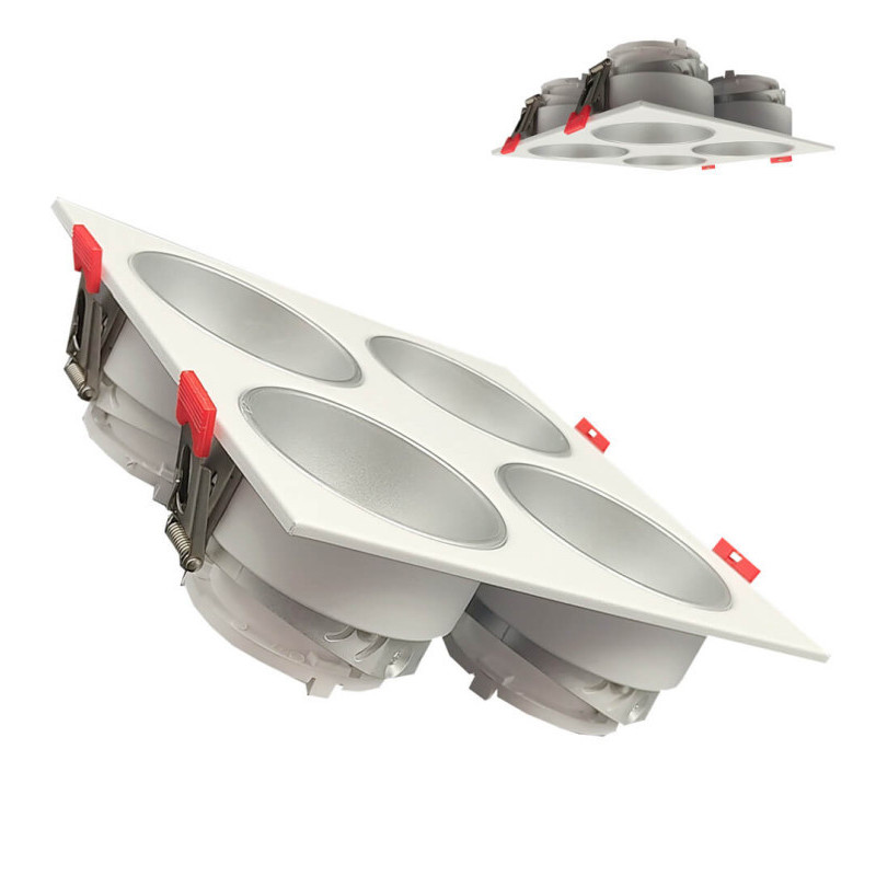 Aro basculante cuádruple GU10 MR16 Exterior Blanco