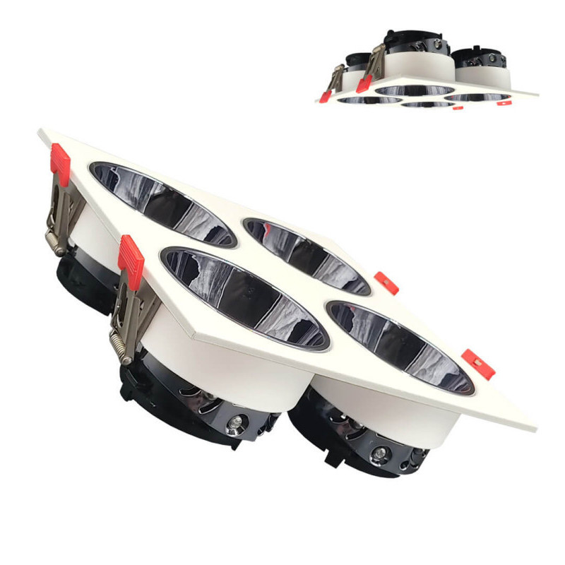 Aro basculante cuádruple GU10 MR16 Exterior Blanco