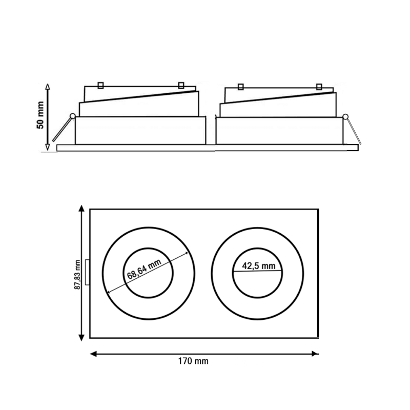 Aro basculante doble GU10 MR16 Exterior Blanco