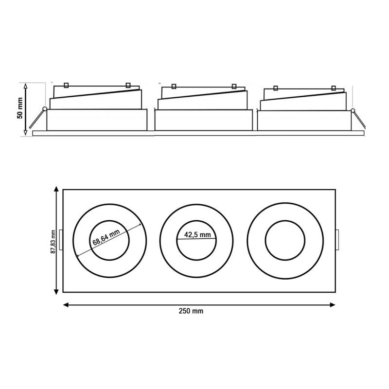 Aro basculante triple GU10 MR16 Exterior Blanco