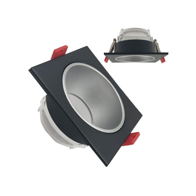 Aro cuadrado basculante GU10 MR16 Exterior Negro