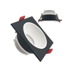 Aro cuadrado basculante GU10 MR16 Exterior Negro