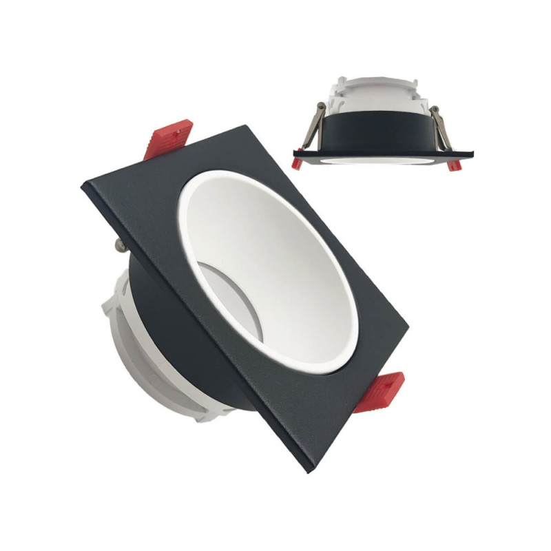 Aro cuadrado basculante GU10 MR16 Exterior Negro