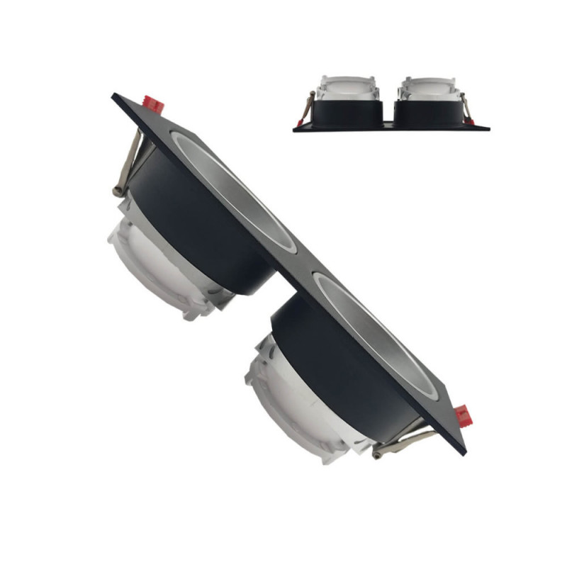 Aro basculante doble GU10 MR16 Exterior Negro
