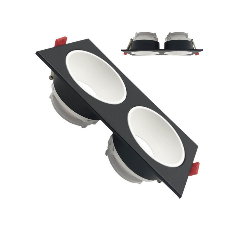 Aro basculante doble GU10 MR16 Exterior Negro