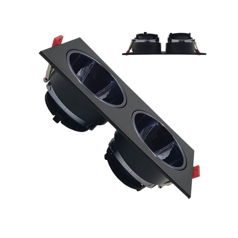 Aro basculante doble GU10 MR16 Exterior Negro