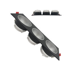 Aro basculante triple GU10 MR16 Exterior Negro