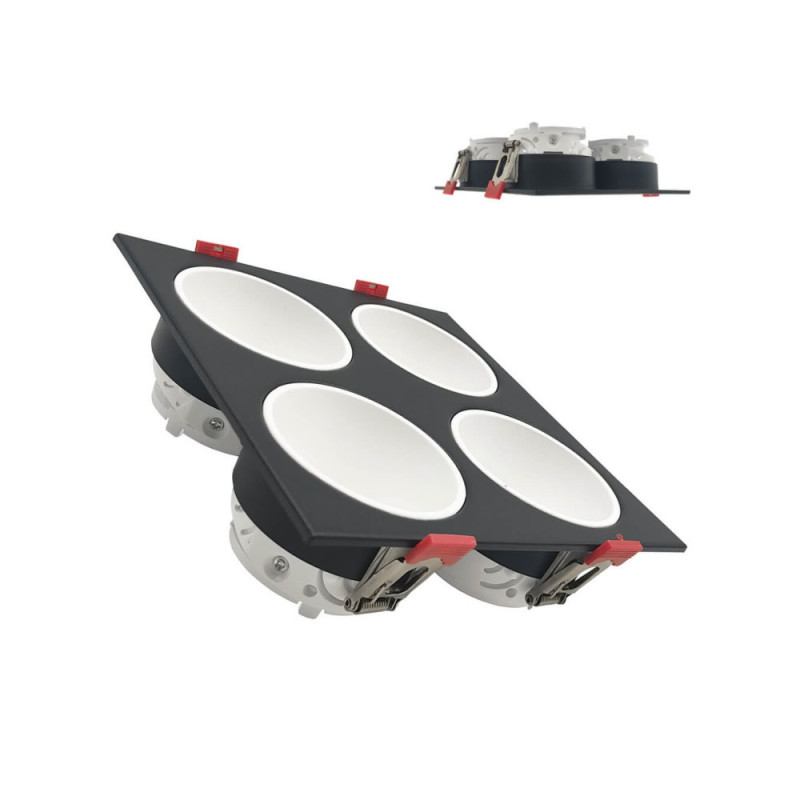 Aro basculante cuádruple GU10 MR16 Exterior Negro