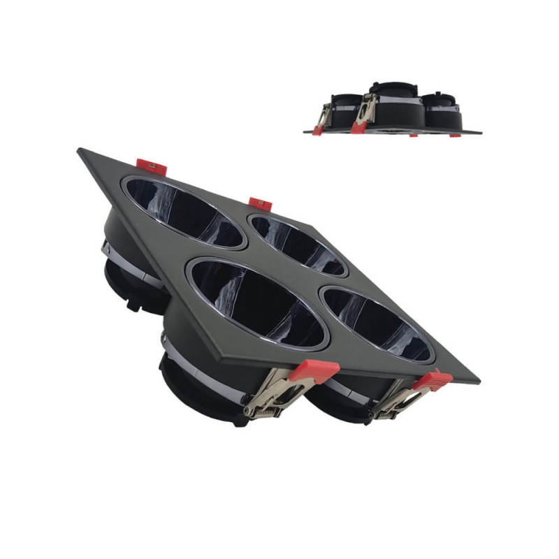 Aro basculante cuádruple GU10 MR16 Exterior Negro
