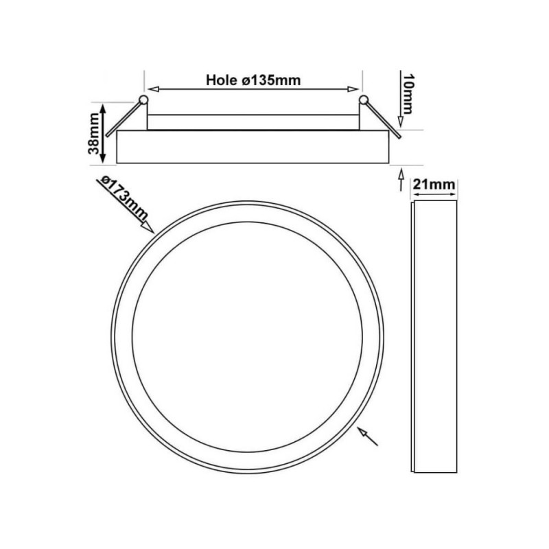 Plafón o Downlight LED Circular Blanco  Potencia y Color Seleccionable 5CCT 12W - 10W - 8W - 6W 140Lm/W IP44