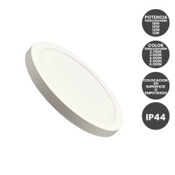 Plafón o Downlight LED Circular Blanco  Potencia y Color Seleccionable 5CCT 18W - 16W - 14W - 12W 140Lm/W IP44