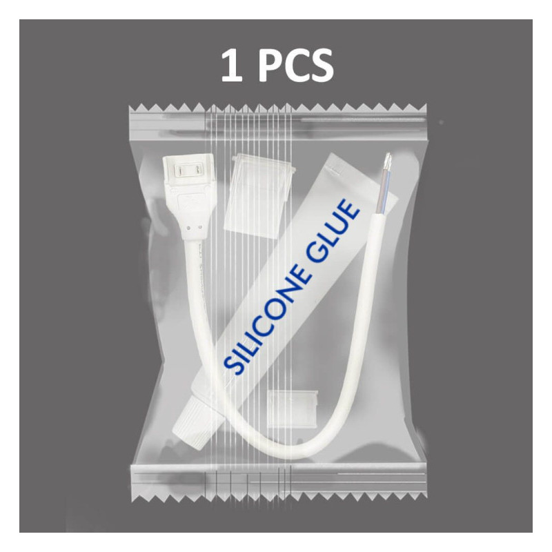 KIT Pegamento de Silicona + Cable conector para Tiras LED COB + SMD 10mm - 12mm IP65