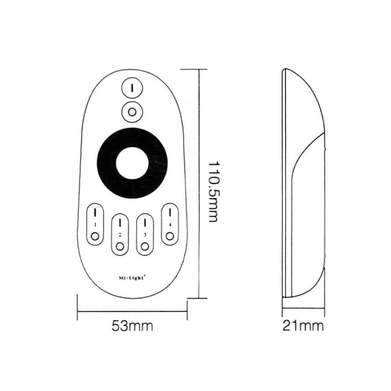 Mando Control RF para LED Monocolor o CCT 4 Zonas