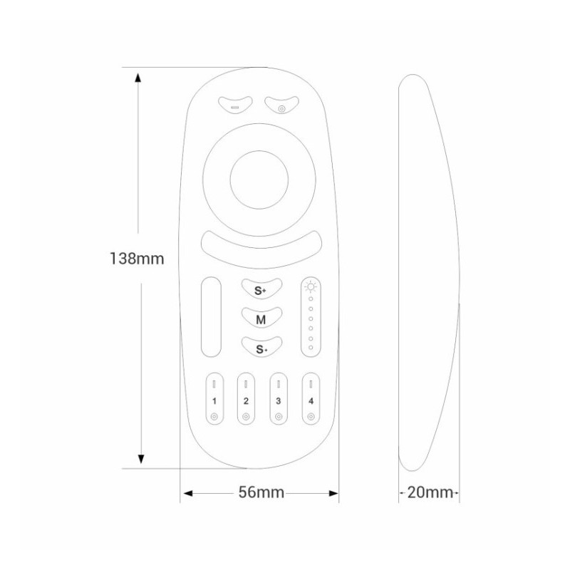 Control remoto RF para LED Monocolor RGB CCT 4 zonas