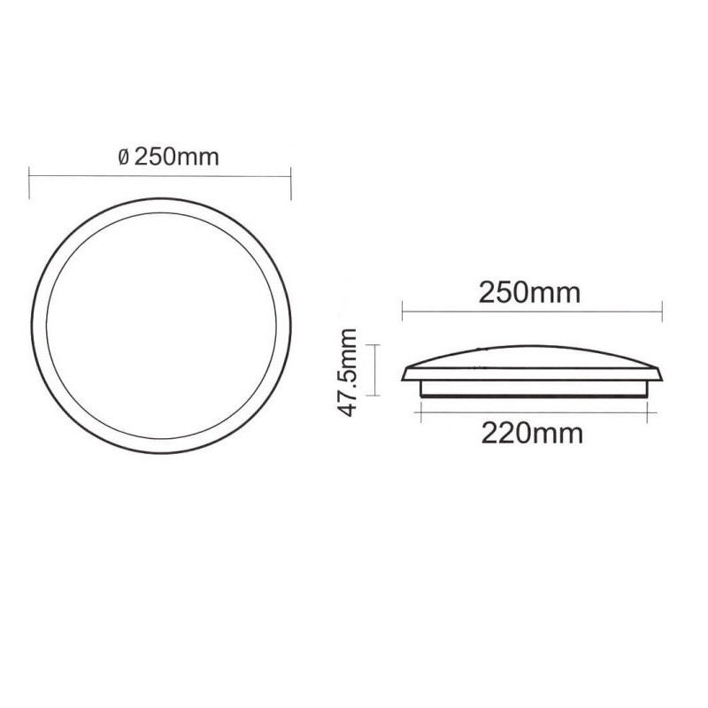 Plafón LED Superficie IP65 Color y Potencia seleccionable  20W - 16W - 12W 5 años de garantia