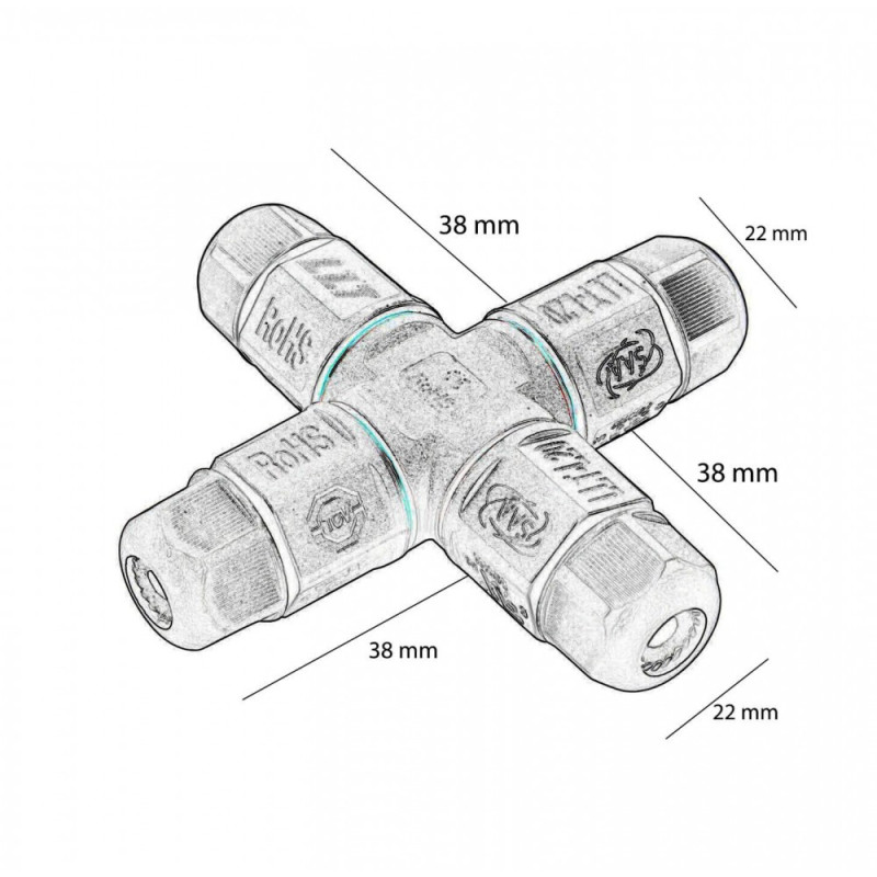 Conector de cables en X IP68