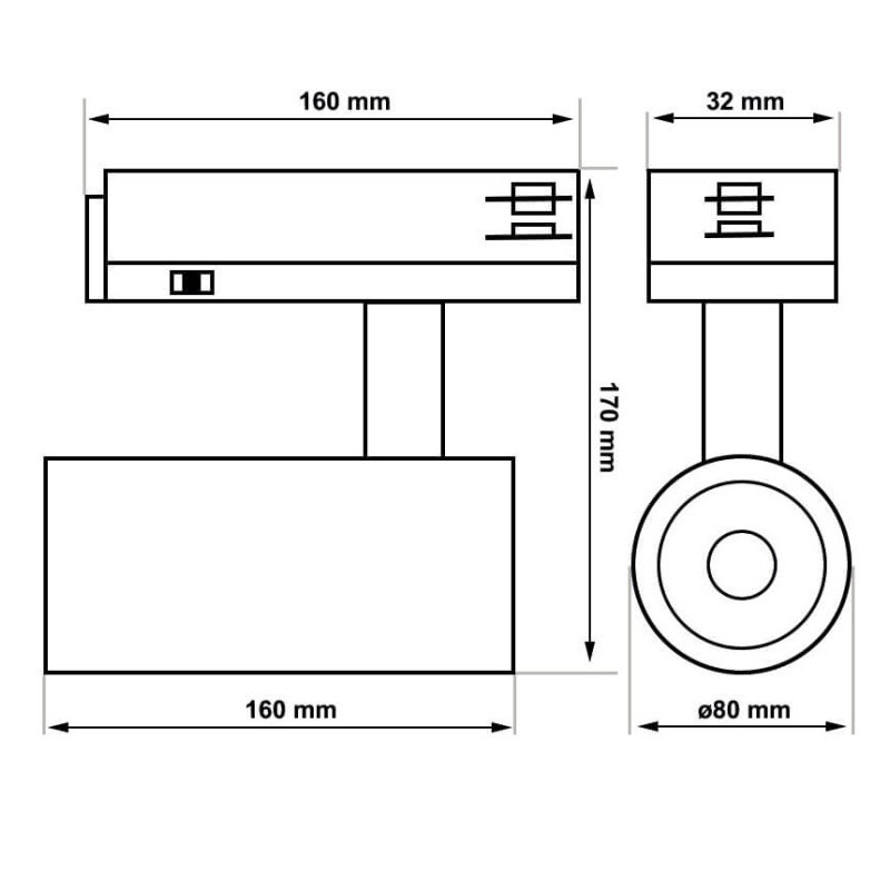 Foco LED Potencia Seleccionable 40W-26W y color seleccionable Blanco Carril Trifasico CRI+92 UGR13