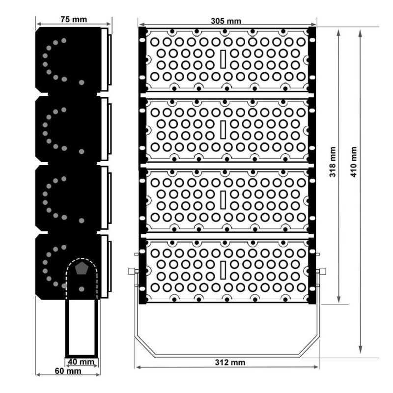 Proyector LED 200W Chip Bridgelux 180Lm/W 25º - 5 Años de garantía