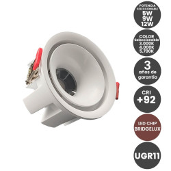 Empotrable LED 6W - 9W - 12W Bridgelux Chip UGR11 CCT  CRI +92