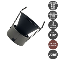 Empotrable LED 6W - 9W - 12W Bridgelux Chip UGR11 CCT  CRI +92