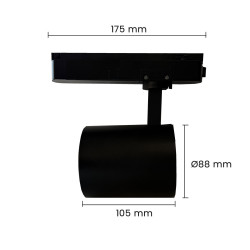 Foco LED Potencia Seleccionable 40W-38W-36W-34W y color seleccionable Negro Carril Monofásico CRI+92 UGR13 170Lm/W