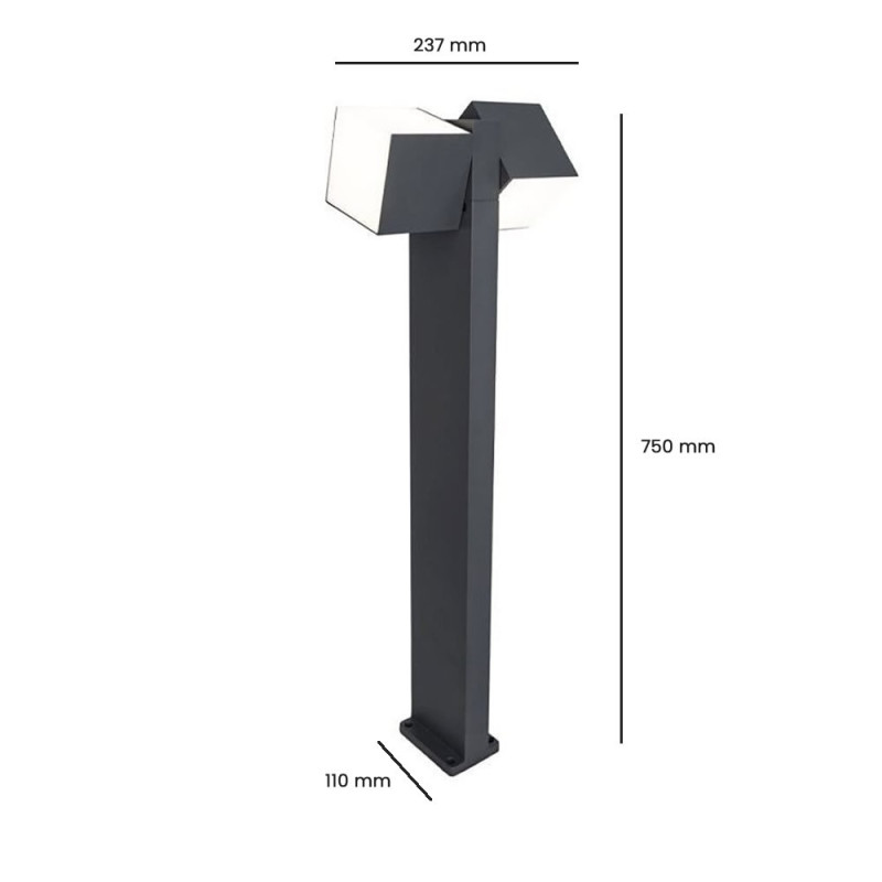 Baliza Bolardo Led Cubic 25W Doble Luz Direccionable IP54 5 años de garantia